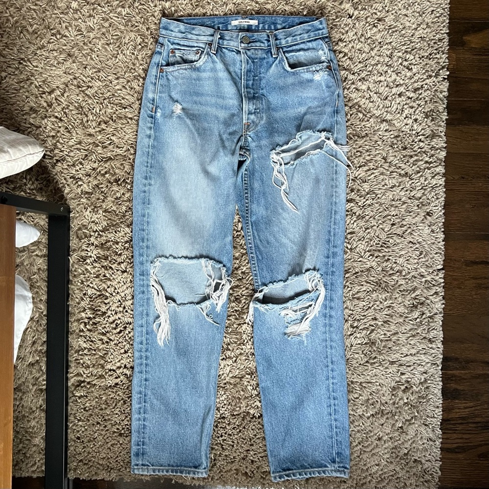 GRLFRND Helena High Rise Distressed Straight Jeans Size 26 - Picture 1 of 10